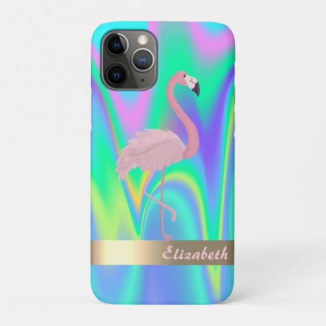 Funda De Case-Mate Para iPhone Flamenco Rosa Moderno Holográfico - Personalizado (Reverso)