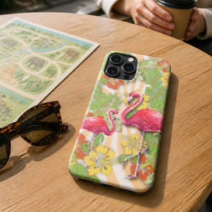 Funda Para iPhone 13 Pro Max Flamenco y floral abstracto colorido