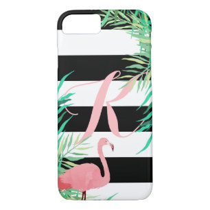 Funda Para iPhone 8/7 Flamenco y rayas negras rosados cones monograma