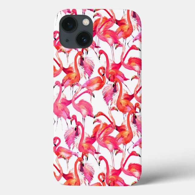 Funda De Case-Mate Para iPhone Flamencos acuarelas en acuarelas (Reverso)