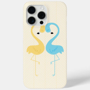 Funda Para iPhone 15 Pro Max Flamencos amarillos y azules claros