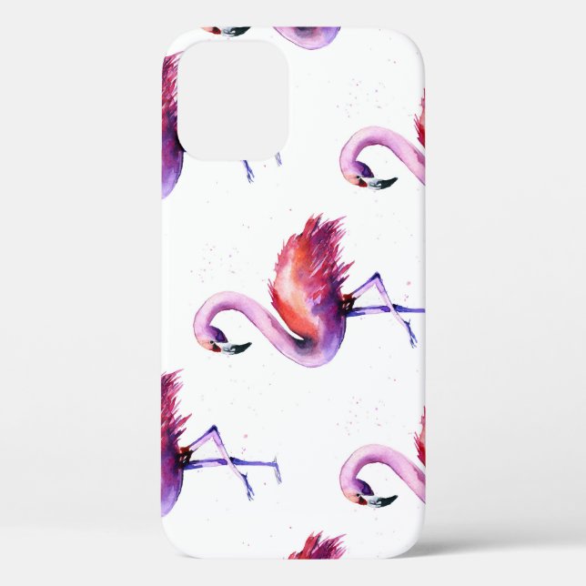 Funda De Case-Mate Para iPhone Flamencos con salpicaduras: patrón de acuarela. (Reverso )