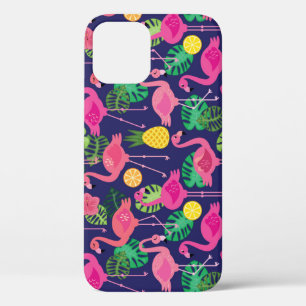 Funda Para iPhone 12 Flamencos de época, patrón de elementos de verano
