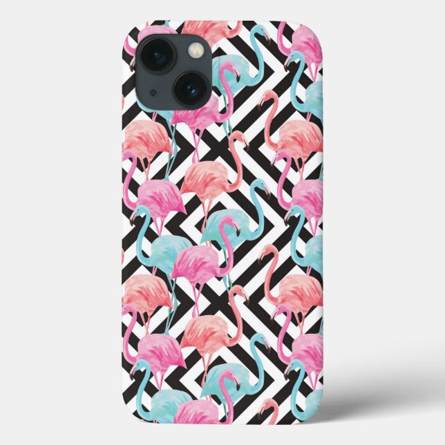 Funda De Case-Mate Para iPhone Flamencos en el patrón de diseño negrita (Reverso)