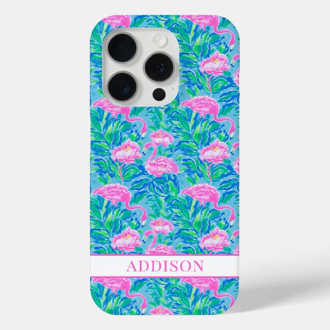 Funda De Case-Mate Para iPhone Flamencos Monogramados Acuarela (Reverso )