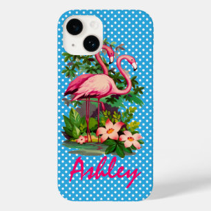 Funda Para iPhone 14 De Case-Mate Flamencos retro y puntos de polka personalizados