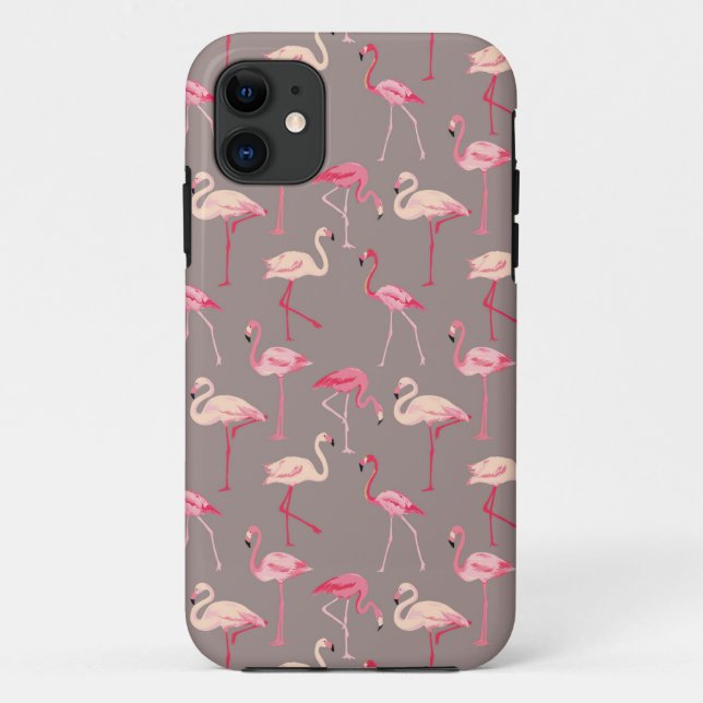 Funda De Case-Mate Para iPhone Flamencos retros (Reverso)