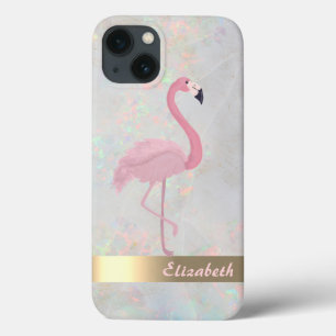 Funda Para iPhone 13 Flamencos rosados modernos chic con opalescente ir