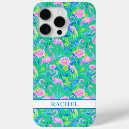 Funda Para iPhone 15 Pro Max Flamencos Rosados Monogramados