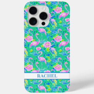 Funda Para iPhone 15 Pro Max Flamencos Rosados Monogramados