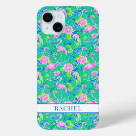 Funda Para iPhone 15 Mini Flamencos Rosas Monogramados