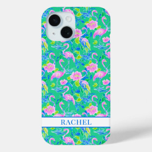Funda Para iPhone 15 Flamencos Rosas Monogramados