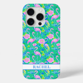 Funda Para iPhone 15 Pro Flamencos Rosas Monogramados