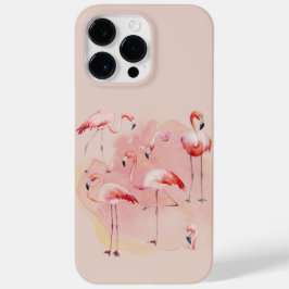 Funda Para iPhone 14 Pro Max De Case-Mate Flamencos y fondo rosado
