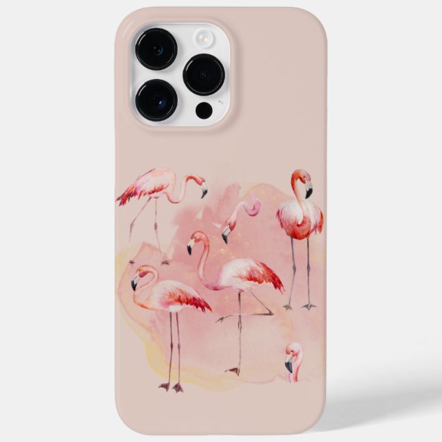 Funda De Case-Mate Para iPhone Flamencos y fondo rosado (Reverso)