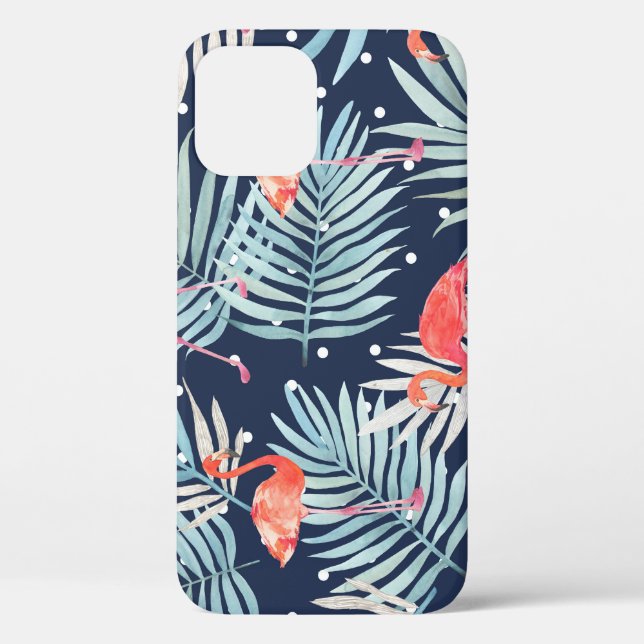 Funda De Case-Mate Para iPhone Flamingo acuarela: Elegancia tropical rosa. (Reverso )