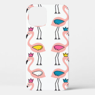 Funda Para iPhone 12 Flamingo con un patrón sin fisuras de la corona.
