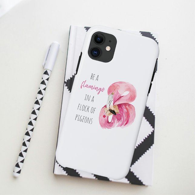 Funda De Case-Mate Para iPhone Flamingo De Color Rosa Exótico Moderno Con Cita (Subido por el creador)