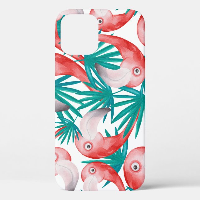 Funda De Case-Mate Para iPhone Flamingo dibujado a mano: acuarela patrón sin cost (Reverso )
