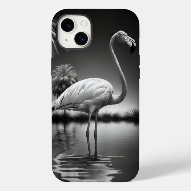 Funda De Case-Mate Para iPhone Flamingo en un estanque (Reverso )