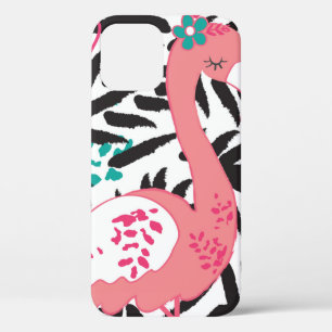 Funda Para iPhone 12 flamingo ilustracion vintage de ave exótica