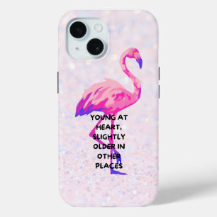 Funda Para iPhone 15 Flamingo Joven De Corazón Divertido Cita