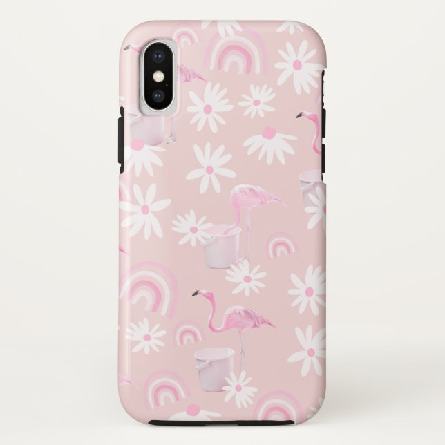 Funda De Case-Mate Para iPhone Flamingo Rainbow Daisy Dream #3 #tropical #wall (Reverso)