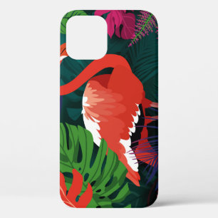 Funda Para iPhone 12 Flamingo rosa: Armonía de mariposa tropical.