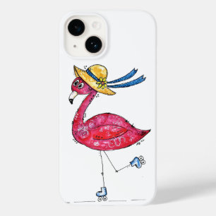 Funda Para iPhone 14 De Case-Mate Flamingo rosa dulce y caprichoso en los patines