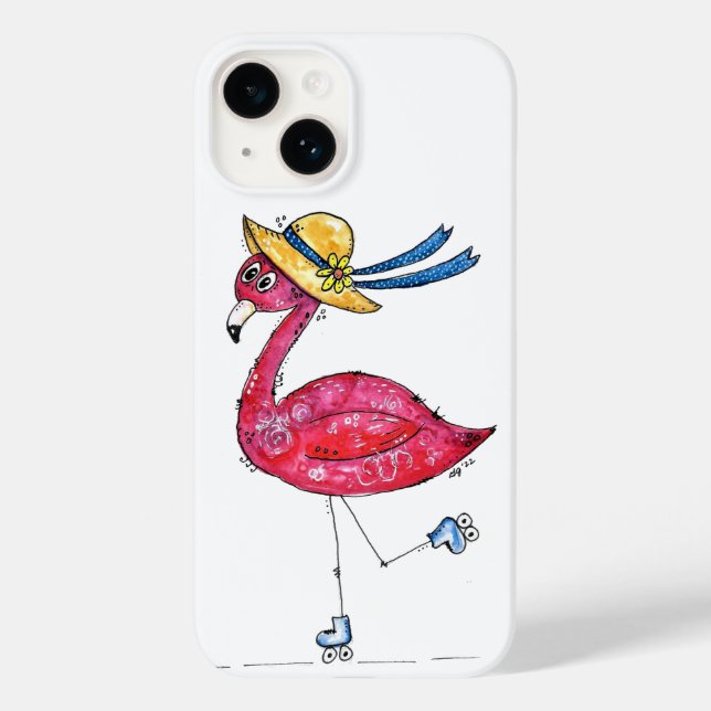 Funda De Case-Mate Para iPhone Flamingo rosa dulce y caprichoso en los patines (Reverso )