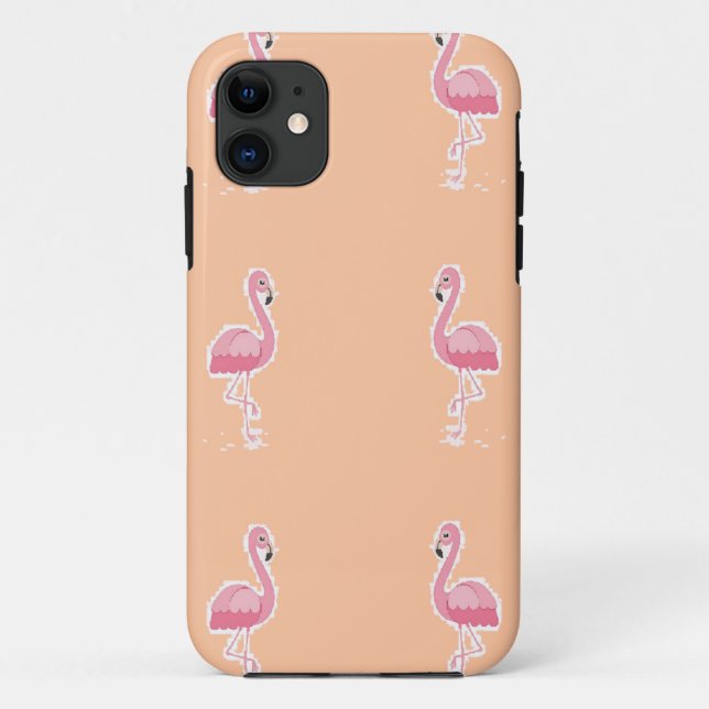 Funda De Case-Mate Para iPhone flamingo rosa en naranja pálido (Reverso)