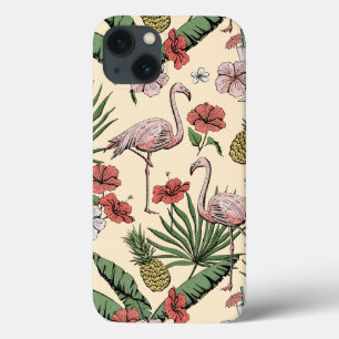 Funda Para iPhone 13 Flamingo rosa floral colorido de Hawái