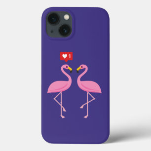 Funda Para iPhone 13 Flamingo Rosa lindo como Pastel de Corazón
