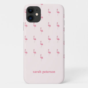 Funda Para iPhone 11 Flamingo rosa lindo nombre personalizado rosa