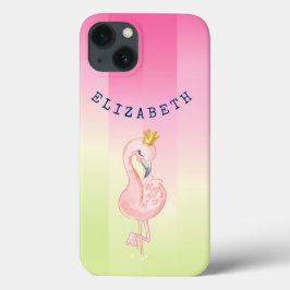 Funda Para iPhone 13 Flamingo rosa lindo Ombre rayado