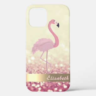 Funda Para iPhone 12 Flamingo Rosa Moderno con Efecto Ombre y Brillo Bo