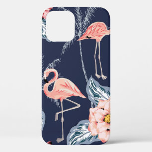 Funda Para iPhone 12 Flamingo rosa, palmeras, rosa, flor de orquídea, l