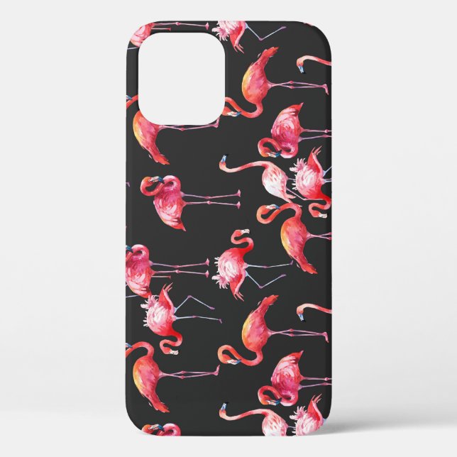 Funda De Case-Mate Para iPhone Flamingo Rosa: Patrón acuarela tropical. (Reverso )