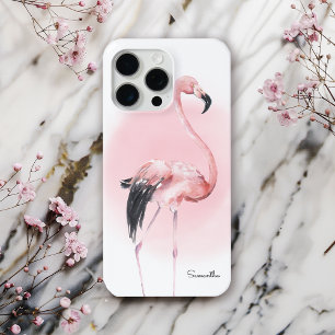 Funda Para iPhone 15 Pro Max Flamingo rosado giratorio con nombre