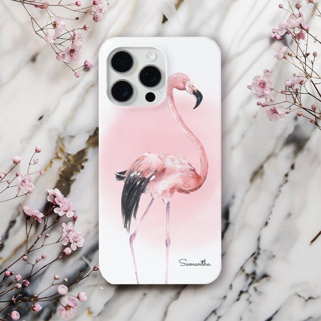 Funda De Case-Mate Para iPhone Flamingo rosado giratorio con nombre (Subido por el creador)