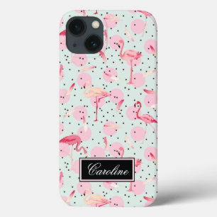 Funda Para iPhone 13 Flamingo Se Femeja Con Puntos De Polka   Añadir su