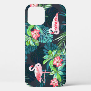 Funda Para iPhone 12 Flamingo tropical: Patrón de flores de verano