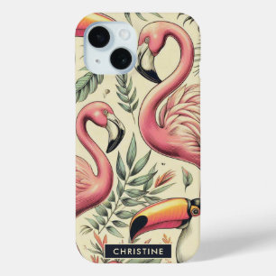 Funda Para iPhone 15 Flamingo vintage y sin foco táctil