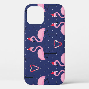 Funda Para iPhone 12 Flamingo Xmas Gorra Candy Pattern