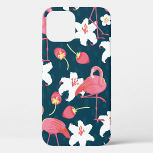 Funda Para iPhone 12 Flamingo y Lilies Tropical Vintage Seamless Patt