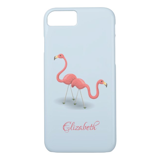 Funda De Case-Mate Para iPhone Flamingos Adorables, Azul-Personalizado (Reverso)