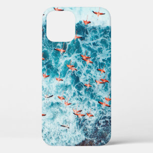 Funda Para iPhone 12 Flamingos volando en la playa del mar caribe, Lo