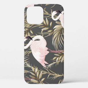 Funda Para iPhone 12 Flamingos y Oro: Elegancia tropical rosa.
