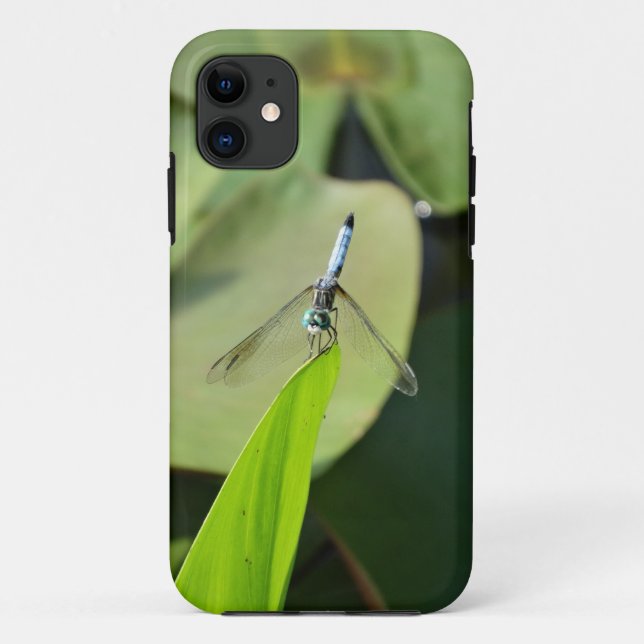 Funda De Case-Mate Para iPhone Flauta azul sobre una hoja verde. (Reverso)