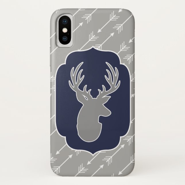 Funda De Case-Mate Para iPhone Flechas de ciervo gris y blanco rusticas modernas (Reverso)